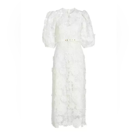 NWT Zimmermann Halliday Floral Belted Lace Midi Dress - Picture 1 of 13